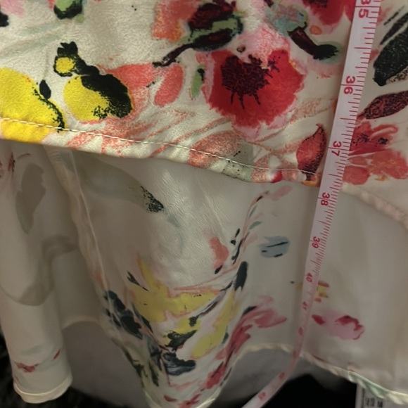 H&M sleeveless crossover back high low watercolor print dress - Picture 9 of 13